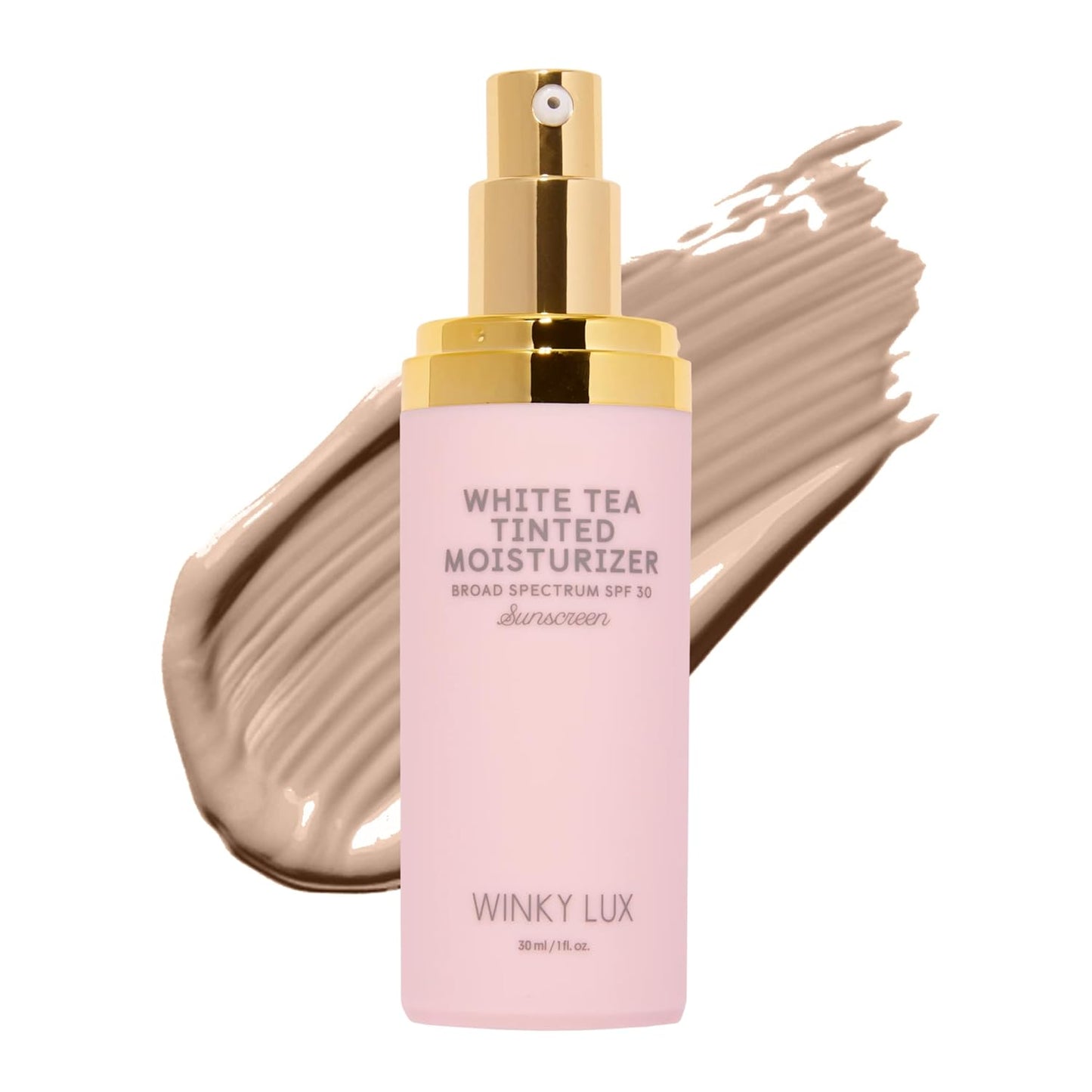 Winky Lux White Tea Tinted Moisturizer SPF 30 | Lightweight Sunscreen with Buildable Coverage, Naturally Radiant Finish, Light