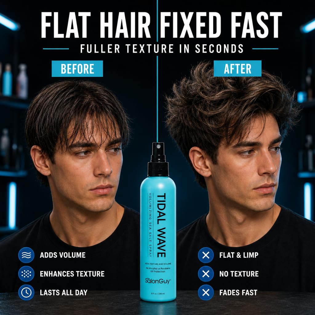 THESALONGUY Tidal Wave Sea Salt Spray for Hair – Volumizing & Texturizing Spray for Beach Waves, Thickness & Lift – Hairstylist Created Daily Wavy Hair Products for Men & Women (8 oz.)