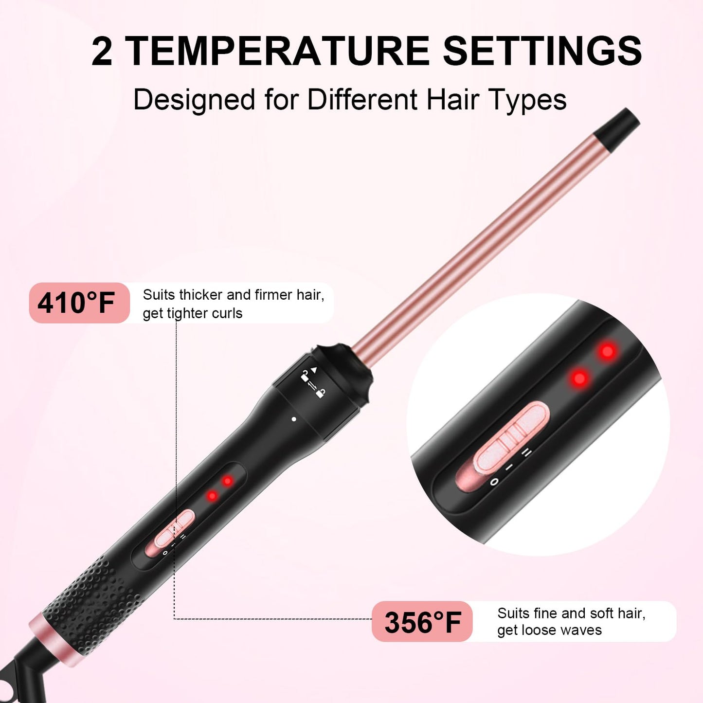 Professional 1/2 Inch Curling Iron, Tiny Curling Wand for Short & Long Hair, Ceramic Small Curling Iron Wand with 2 Temperature, Include Heat Protective Glove, Holiday Birthday Gifts for Women Girl