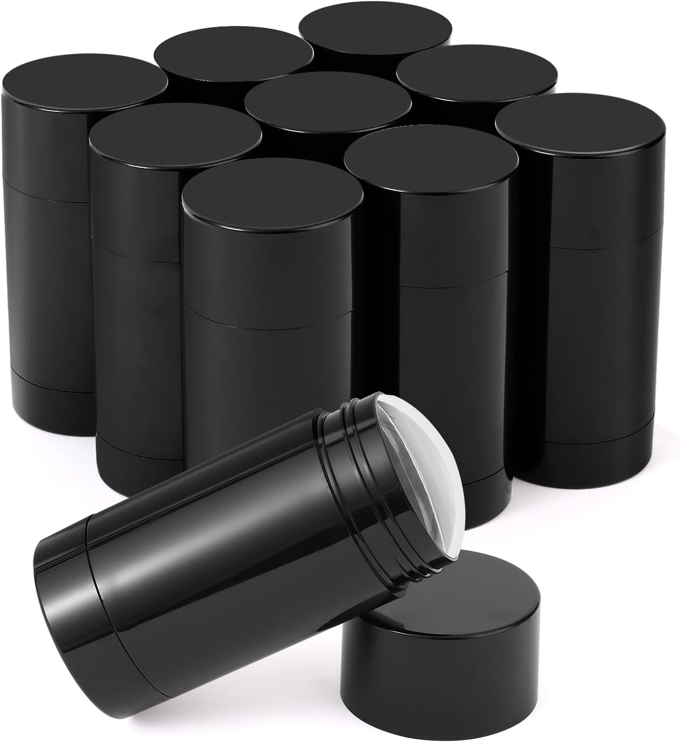 Black Empty Deodorant Containers - 10 Pack 2.5oz Refillable Twist-Up Tubes | Ideal for DIY Cosmetics