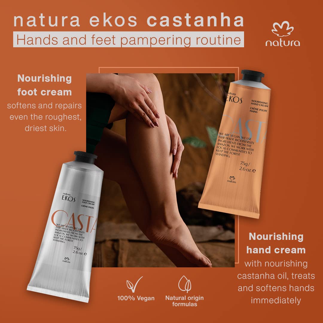 natura – Castanha Hand & Foot Cream Bundle Duo – Nourishing Set with Brazil Nut Oil – Deep Hydration for Dry Skin, Soothes & Softens, Vegan & Cruelty-Free Skincare – 2 x 2.6 oz (75g)