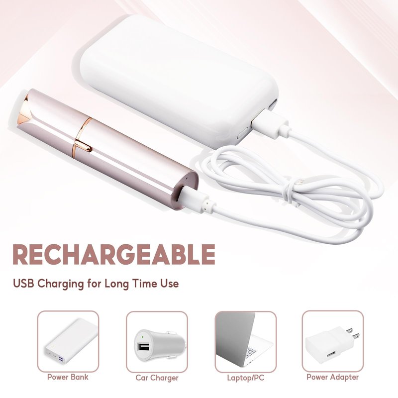 innobeaut Facial Hair Removal for Women, Electric Painless Facial Hair Remover for Face, Lip, Chin with USB Rechargeable and 2 Replacement Heads,Rose Gold