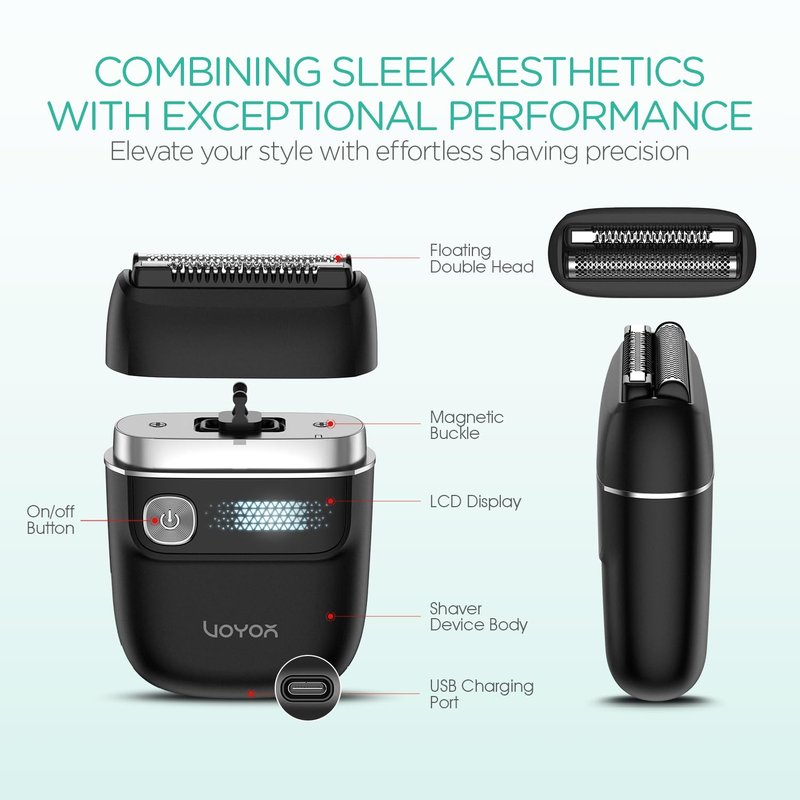 VOYOR Foil Shaver 2 in 1 Double Shavers for Men,Portable Electric Razor with Rechargeable Foil Razor Multifunction Grooming Barber Shaver IPX6 Washable Travel Shavers ER300 (Green)