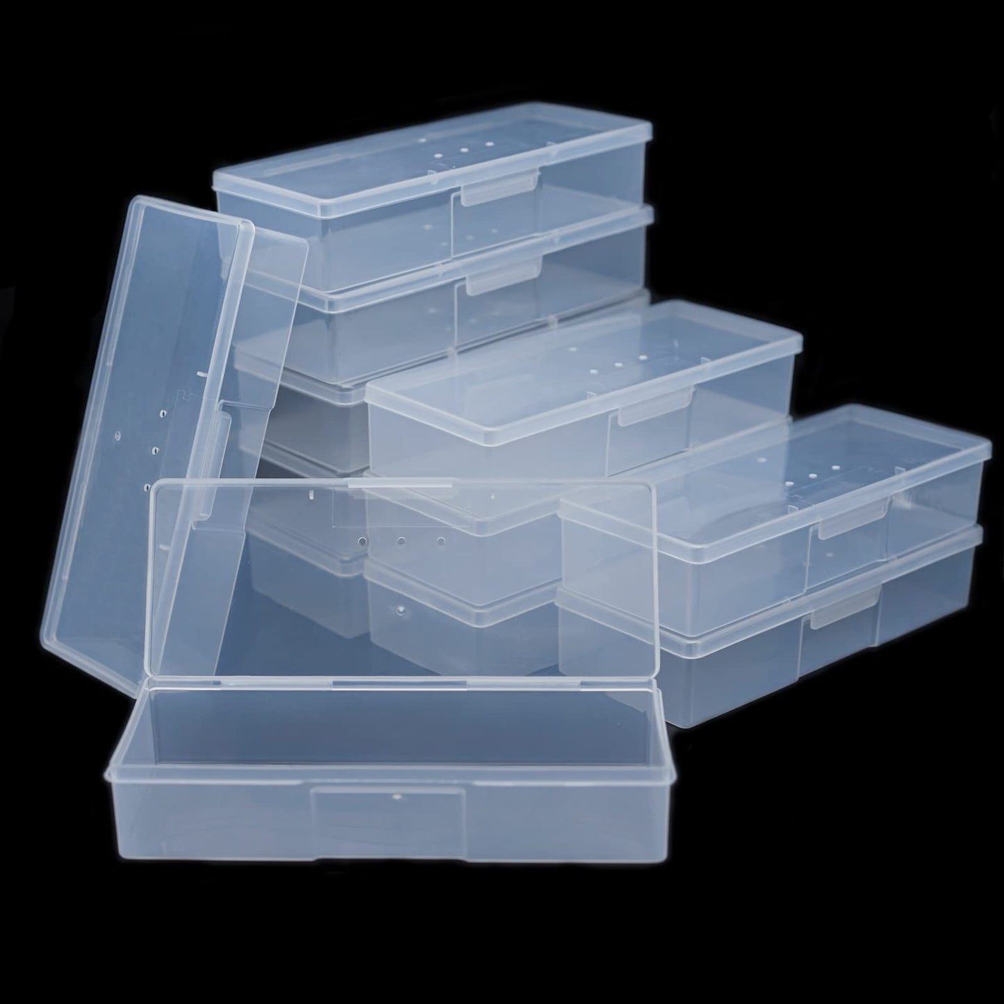 Lokyango Clear Manicure Tool Box, Personal Nail Box Storage Case for Organizing, Plastic Nail Tool Box for Manicure Pedicure Kit (12pcs)