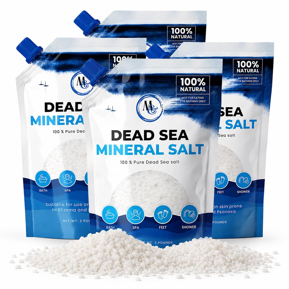 Dead Sea Bath Salt for Bath & Foot Soak, Unscented Fine Grain, 3lb - 4 Pack