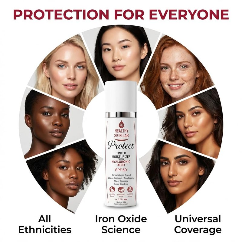 Protect Tinted Moisturizer SPF 50 - Lightweight Hydrating Mineral Sunscreen with Hyaluronic Acid | Sheer Universal Tint, 1.8 oz