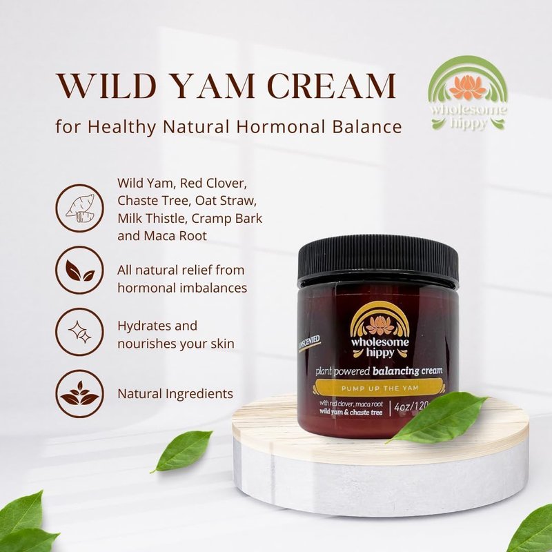 WHOLESOME HIPPY Wild Yam Cream for Hormone Balance Support Body Cream with Maca, Chaste Tree, Milk Thistle & Shea – Moisturizing Botanical Balm for Women & Men – 4oz - Fresh Scent