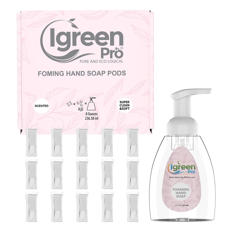 IGreen Pro Foaming Hand Soap I Hand Soap l Clean Hands I Great Scent I Soft Hands I Make 15 bottles x 8 OZ = 120 Oz I 15 Packs(Water Soluble)