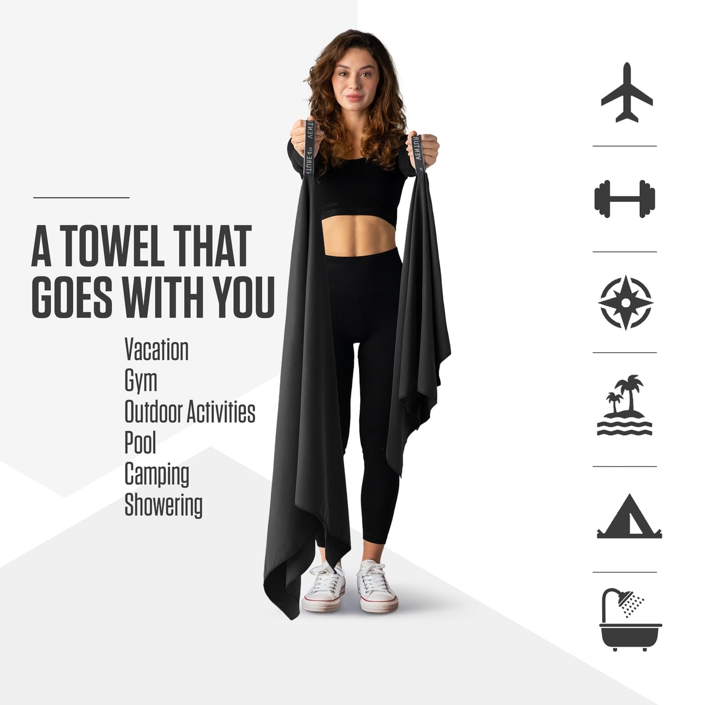 VENTURE 4TH Travel Toiletry Bag & Quick Dry Towel Set - Ideal Travel Bundle for Camping, Hiking, Backpacking and Business Trips - Size M Travel Towel