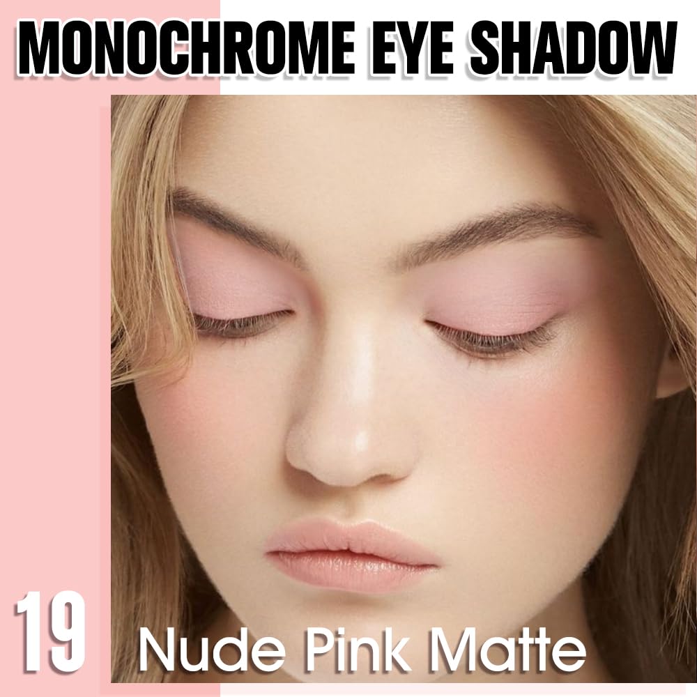 Single Matte Eye Shadow Palette Makeup, Nude Pink Matte Eyeshadow For Mature Women, Monochrome Eye Shadow Makeup, Pigmented Waterproof Sombras Para Ojos, Vegan, Talc, Paraben & Cruelty Free, 19