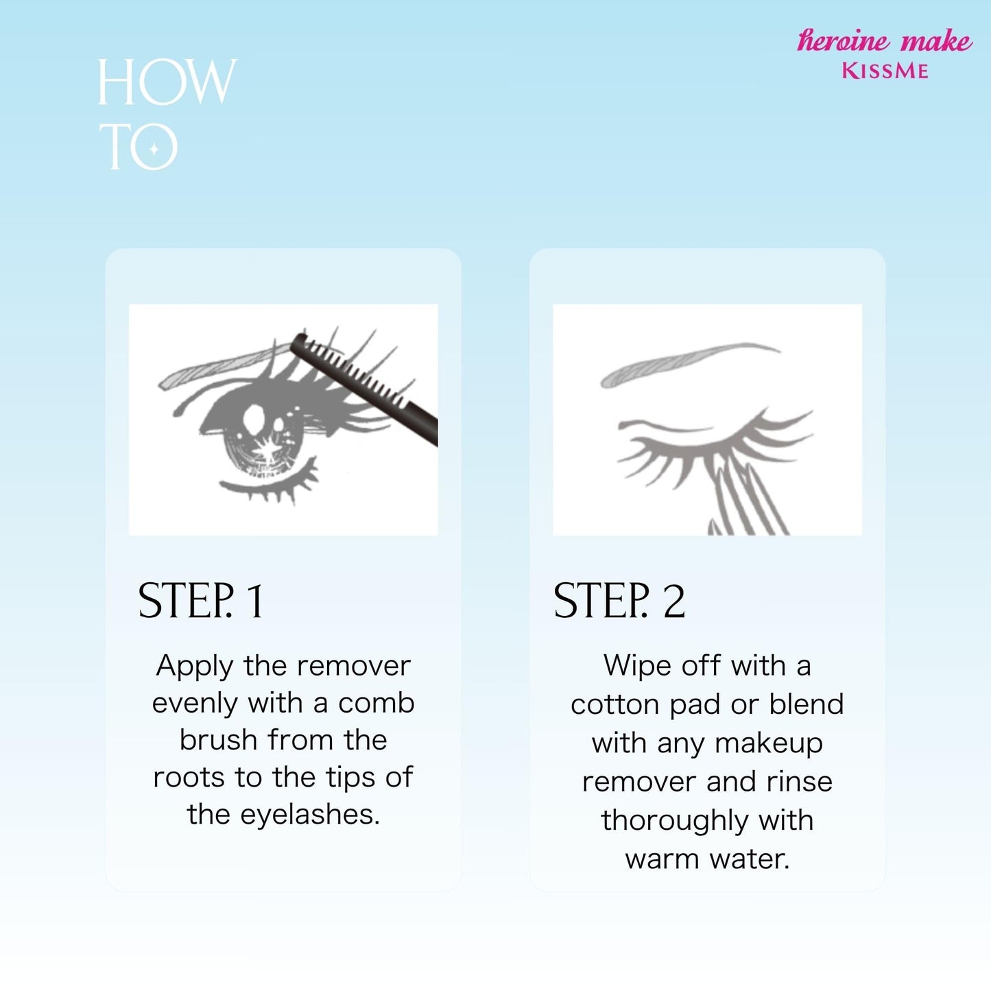 Heroine Make by KissMe Mascara Remover | Waterproof Makeup Remover Wand | Gentle Eye Makeup Solution for Sensitive Eyes | Travel Size for Waterproof Makeup | Made in Japan | 3 Pack