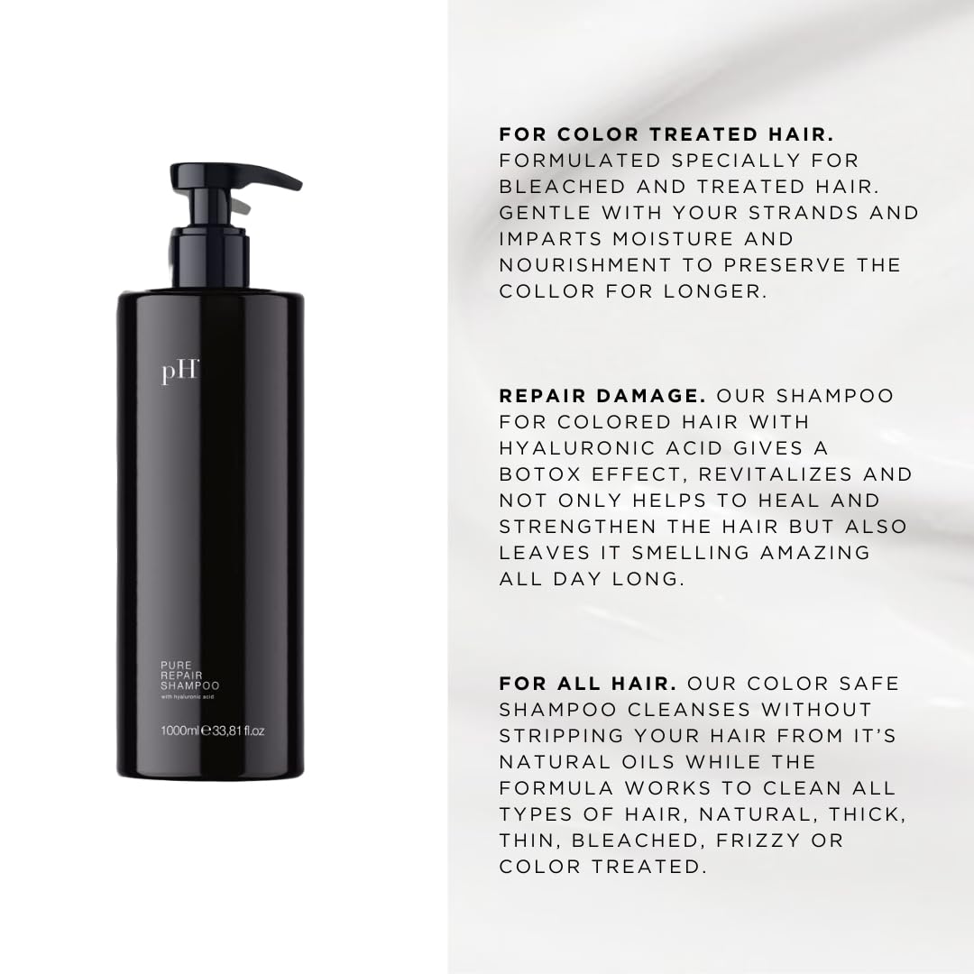 Ph Labs Pure Repair Shampoo - Moisturizing Shampoo For Dry Hair With Hyaluronic Acid - Refresh And Cleanse Bleached Colored Hair - 1000 ml