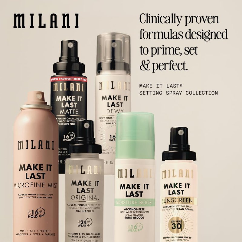 Milani Setting Spray + Primer, Make It Last Original - Natural Finish with Niacinamide for Hydration, Setting Spray for Makeup and Face Primer, 3-in-1 Prime + Hydrate + Set, 2.03 Fl. Oz - 2 Pack