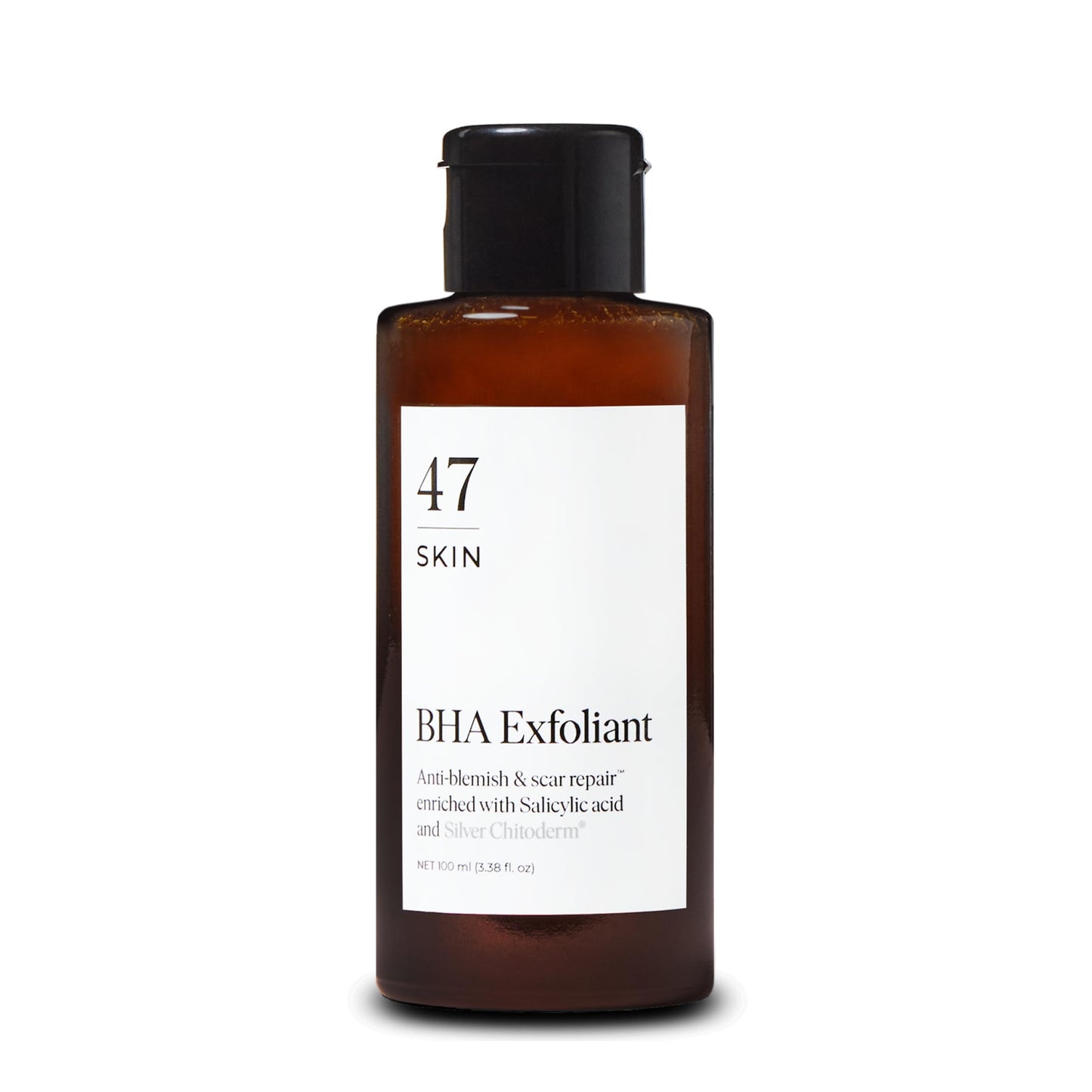 47 Skin Anti-blemish BHA Exfoliant Enriched with Silver Chitoderm for All Skin Types, Clear Skin Exfoliator, 100ml