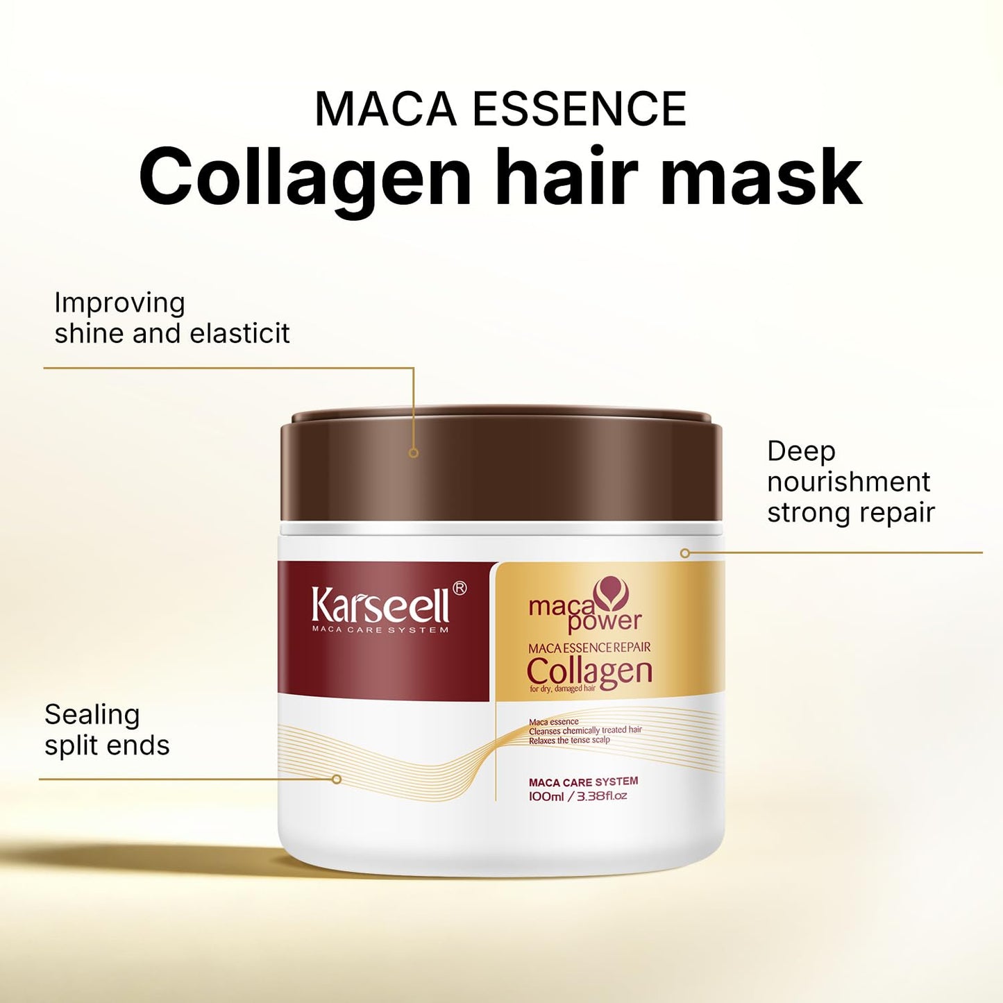 Karseell Travel Shampoo and Conditioner Set With Collagen Hair Mask, 3 Piece Carry On Vacation Kit, 70 mL 70 mL 100 mL
