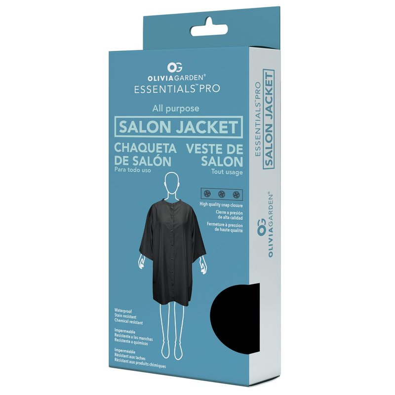 Olivia Garden Waterproof Salon Smock with Zipper – Anti-Static Nylon Cape with Pockets & Adjustable Strap for Pros