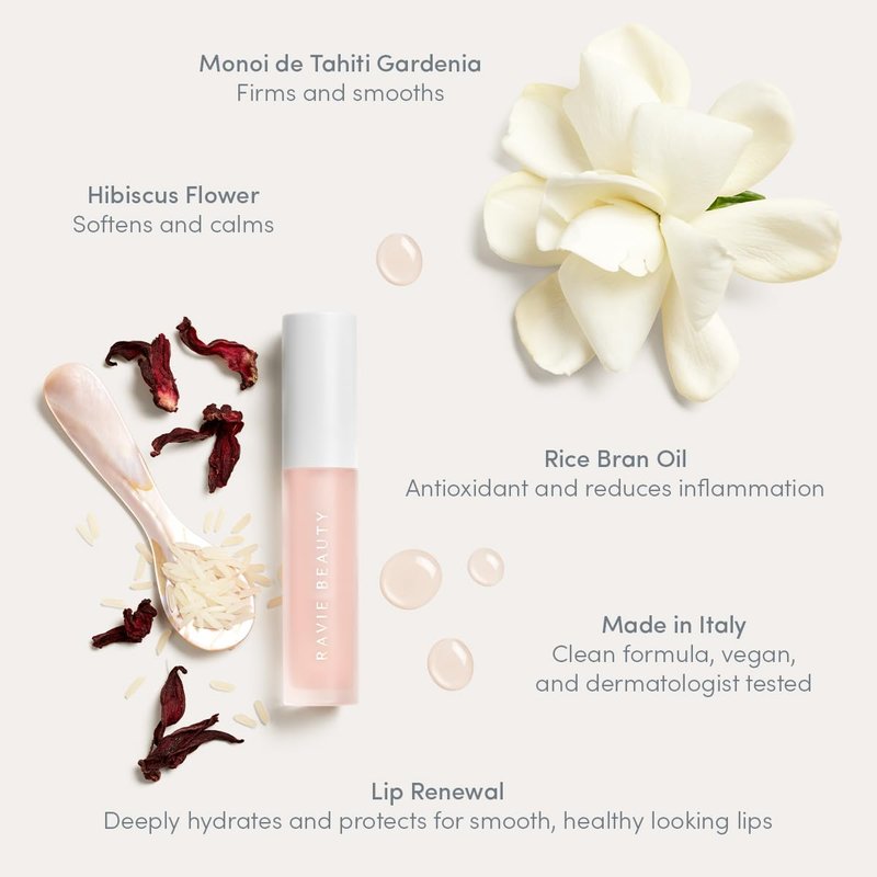 Ravie Beauty Lip Renewal Treatment Oil – Deeply Hydrating, Non-Sticky, and Restorative Lip Serum – Repairs Dry, Chapped Lips – Balm, Gloss & Mask Hybrid – Non-Sticky, Long-Lasting Shine