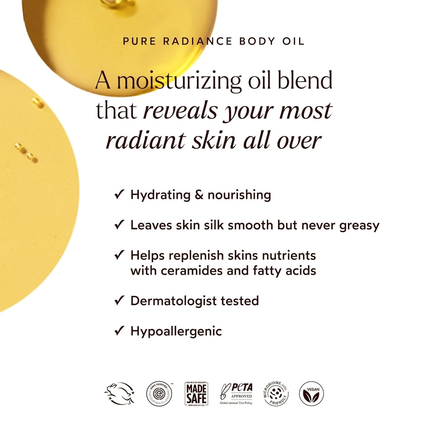 True Botanicals Pure Radiance Body Oil - Anti-Aging Moisturizer for All Skin Types | 3.9 fl oz | Vegan & All Natural