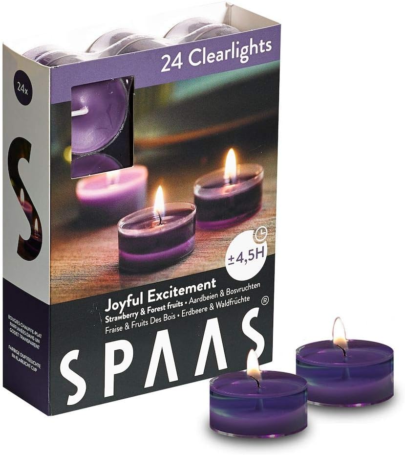Morning Breeze Scented Tealights - Spaas 24 Clear Cup Candles, 4.5 Hour Burn Time