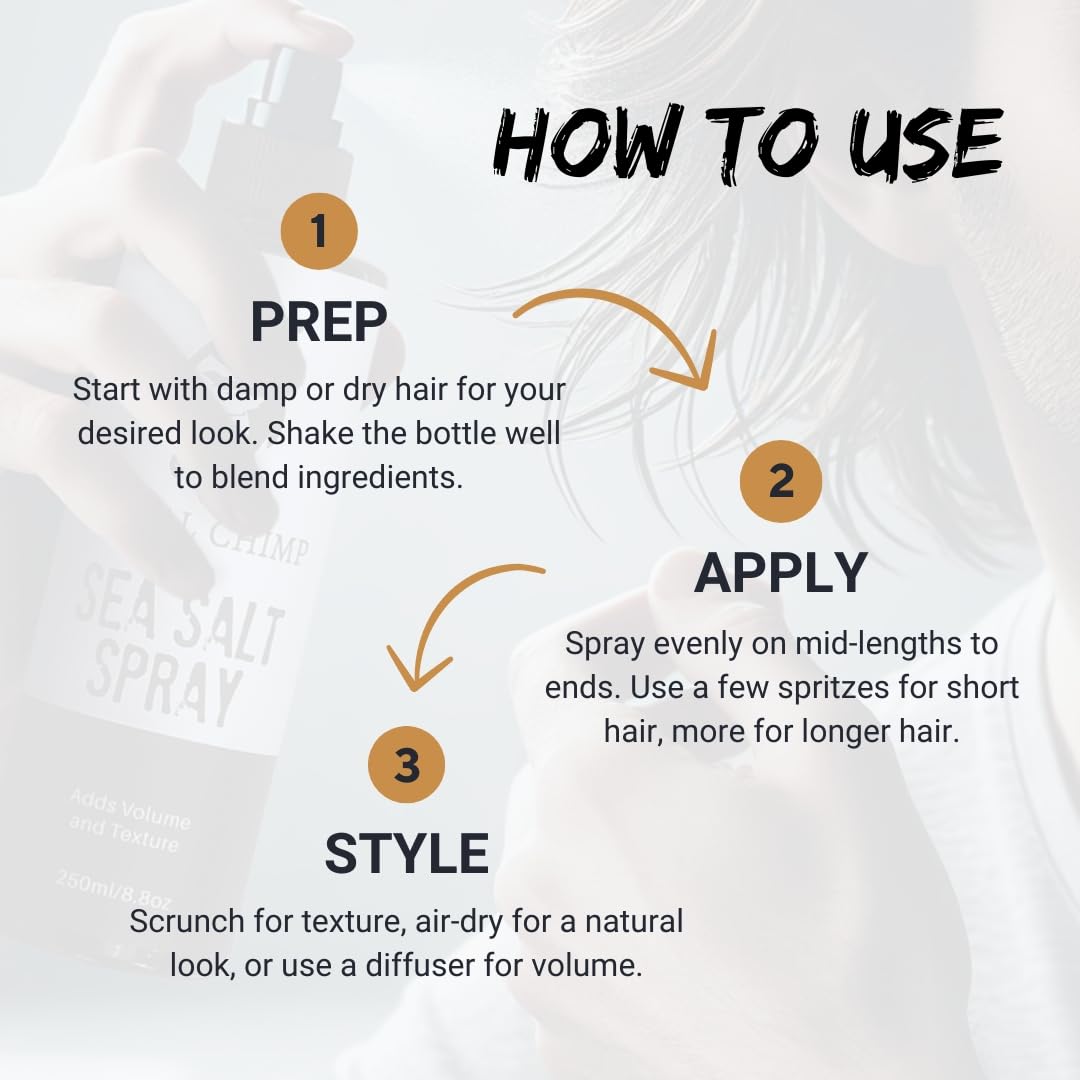 Tribal Chimp Sea Salt Spray for Men - Volumizing & Texturizing Hair Spray | 250ml, Natural & Alcohol-Free