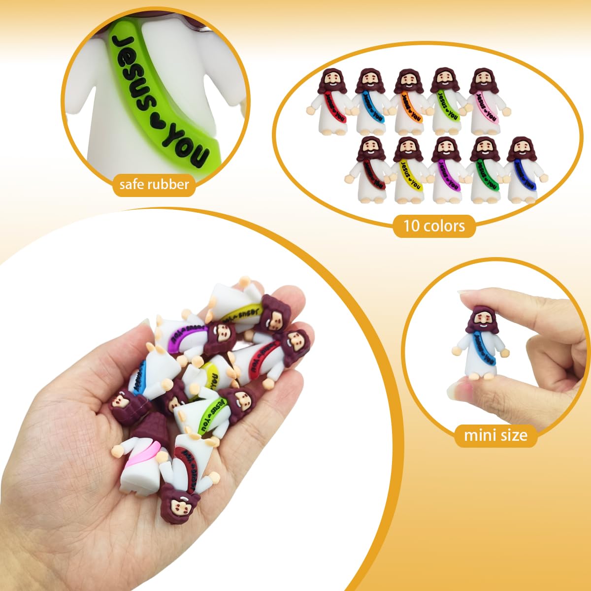 OCBTOW 100 PCS Mini Jesus Figures Toys in Bulk to Hide and Seek Religious for Kids Girls Boys Sunday School Easter Basket Stuffers Fillers Eggs Gifts Party Favors