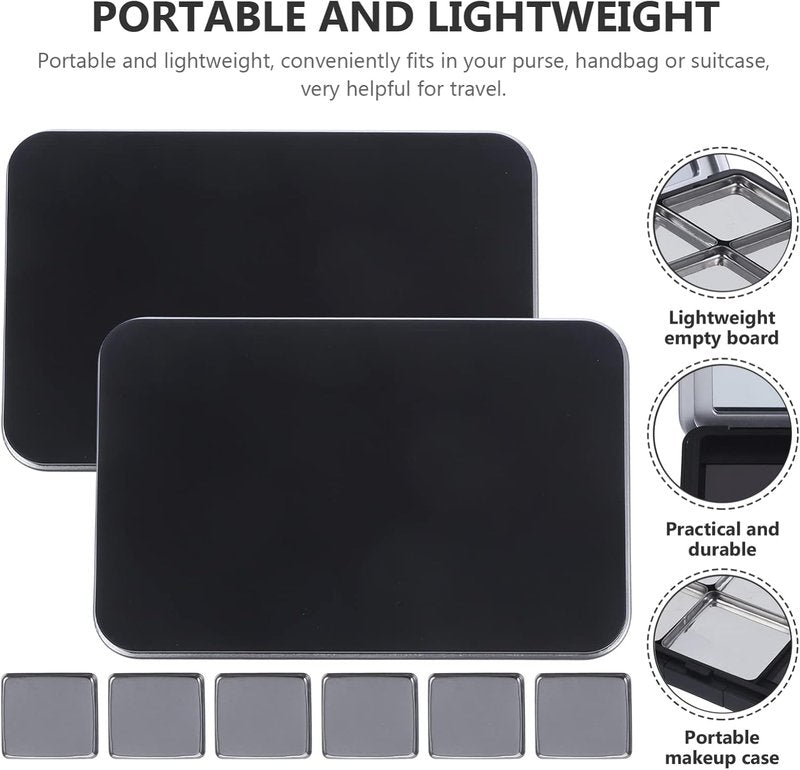 Minkissy Empty Eyeshadow Palette - Magnetic Makeup Organizer with Mirror | Refillable for Eyeshadow & Lipstick, 2PCS