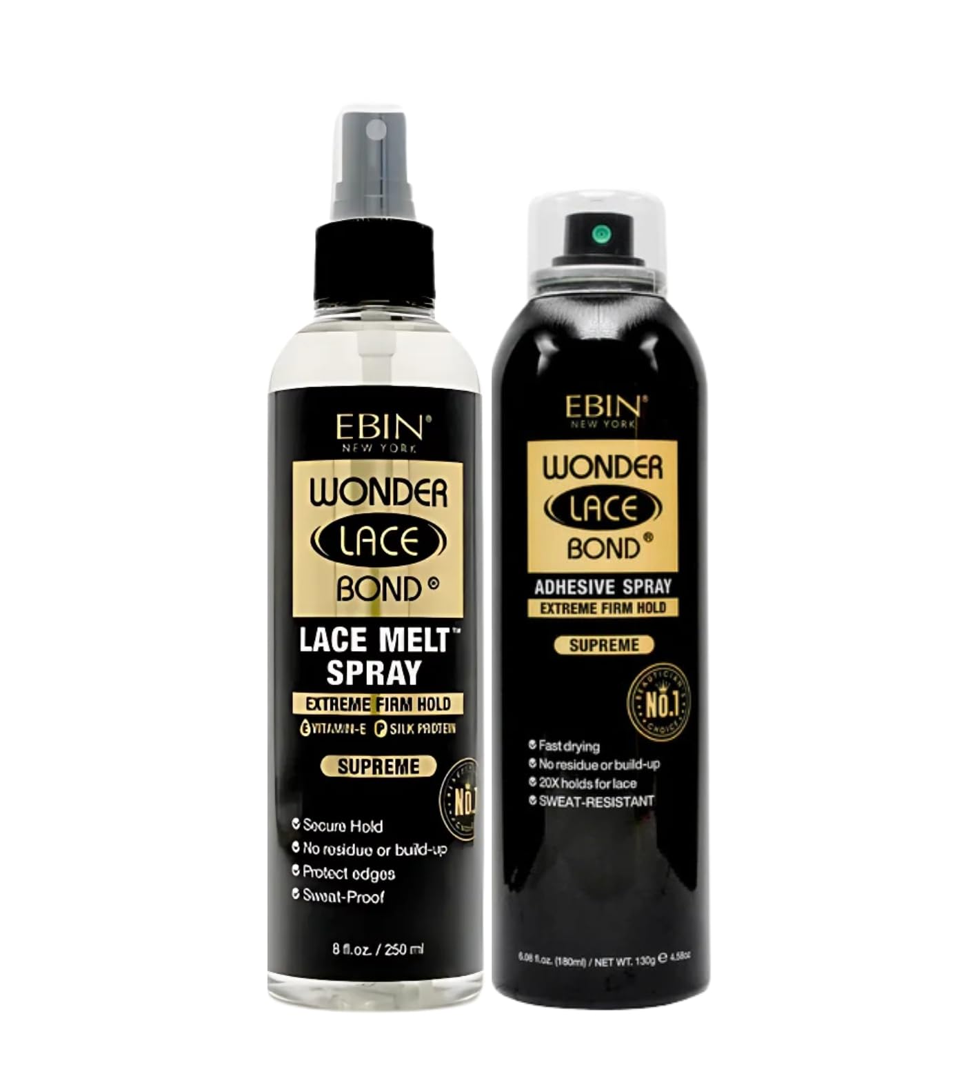 EBIN NEW YORK Wig Glue – Wonder Lace Bond Melt Spray Bundle with Supreme Adhesive Spray Wig Styling & Long-Lasting Hold – Gift Set (2 Items)