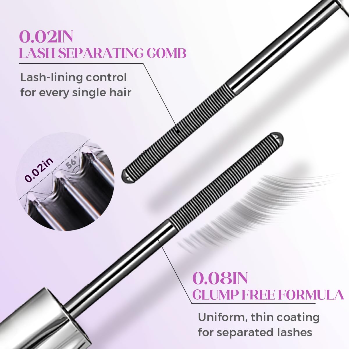 Metal Wand Mascara - Waterproof Tubular Eyelash Primer for Long Curling | Brushless, Non-Smudge Formula (Black)