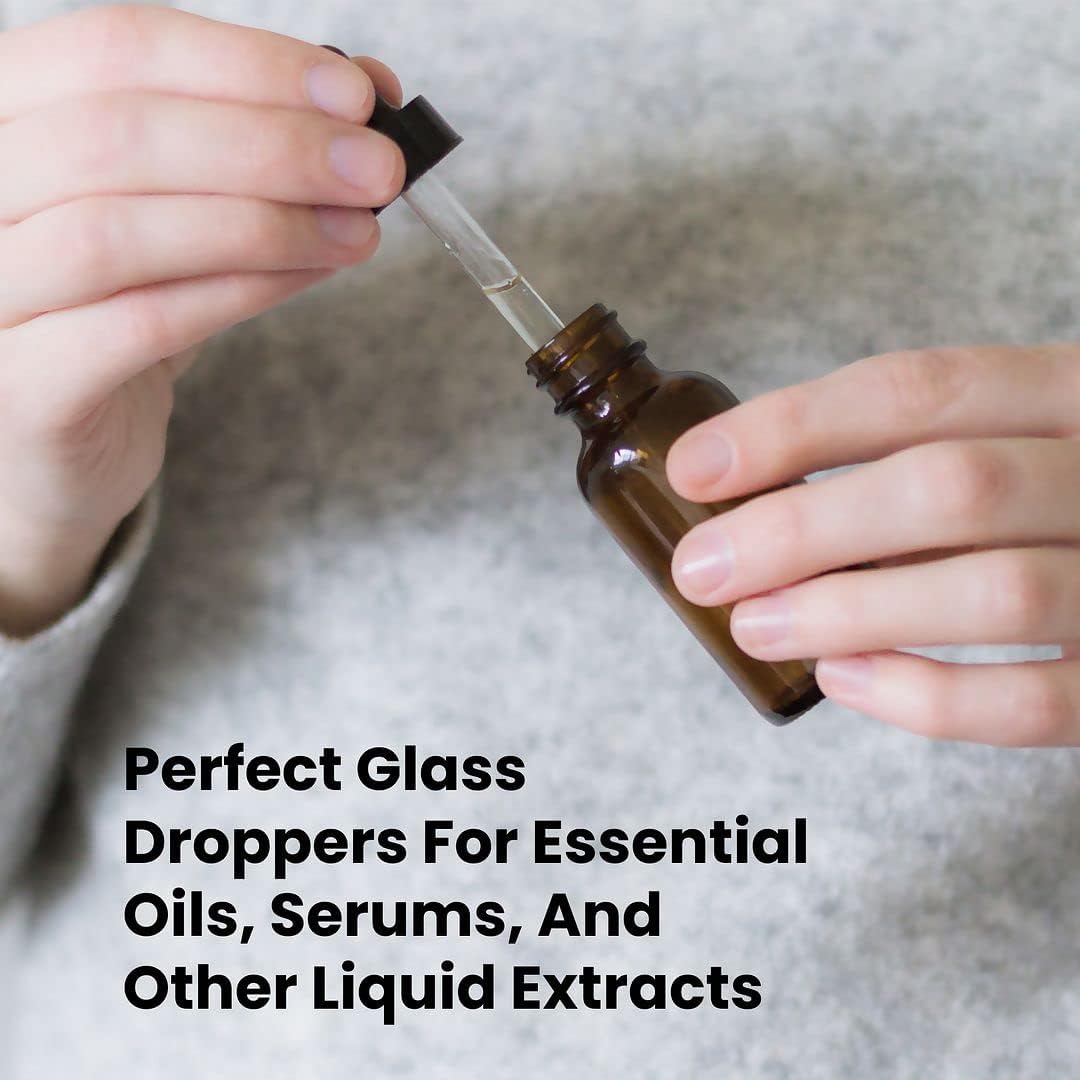 CULINAIRE Amber Glass Dropper Bottles - 1oz Essential Oil Serum & Liquid Extract | Pack of 24