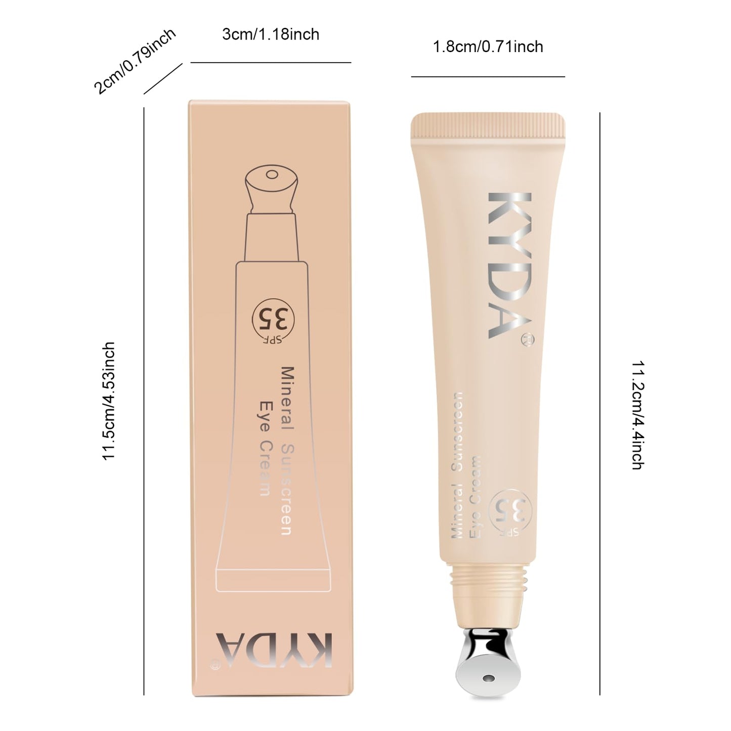 FREEORR Mineral Sunscreen Eye Cream, SPF 35 3-in-1 Tinted Eye Cream Under Eye Corrector or Smooth Eyelines Cover Dark Circle, Fine Lines Puffiness and Bags, Anti-Aging Sunscreen Concealer-04 Pink
