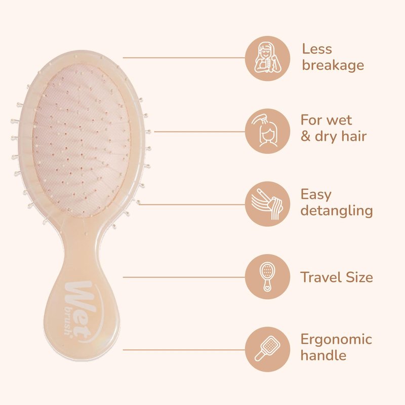 Mini Detangler Hair Brush - Ultra-Soft IntelliFlex Bristles | Cream Iridescence Icon, Travel-Friendly for All Hair Types