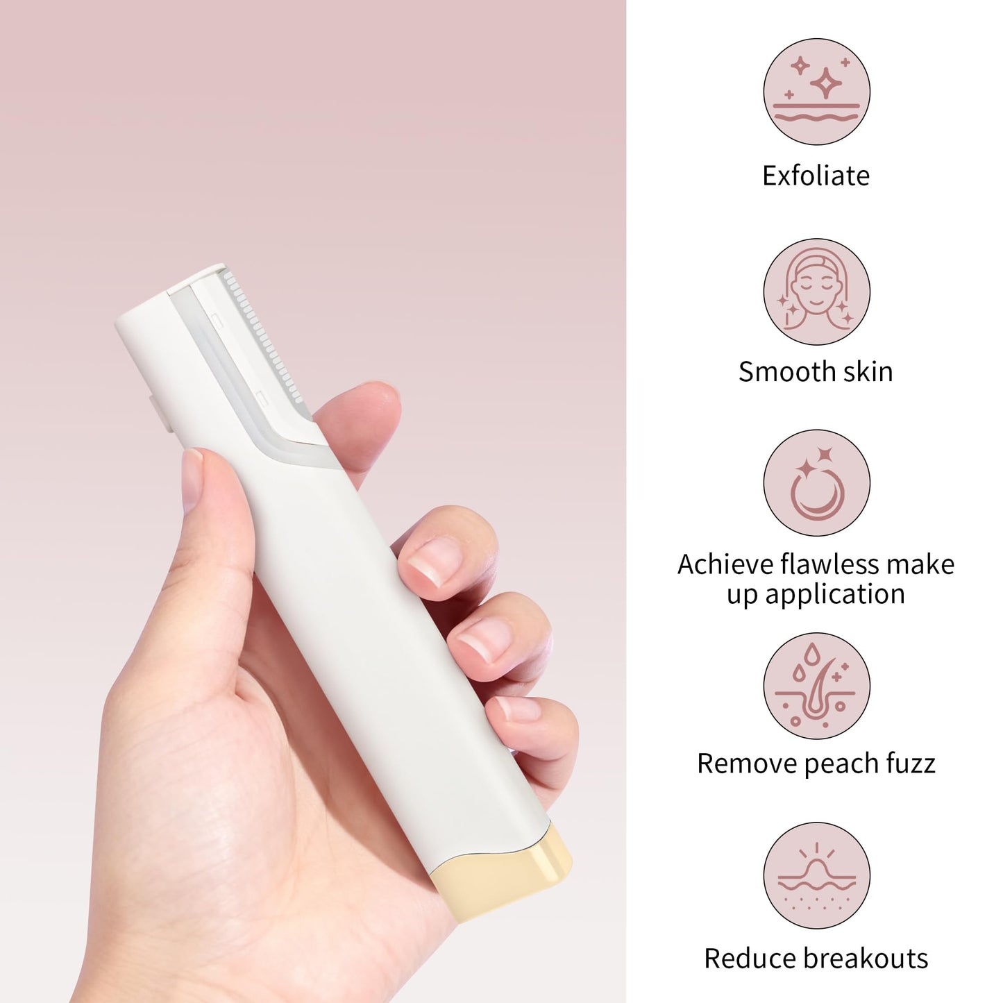 Aviowish Sonic Dermaplaning Tool For Face - Painless Facial Hair Removal For Women,Anti-Nick Exfoliator For Sensitive Skin,Blades With A Protective Microblade System(Beginner Friendly)10refill Blades