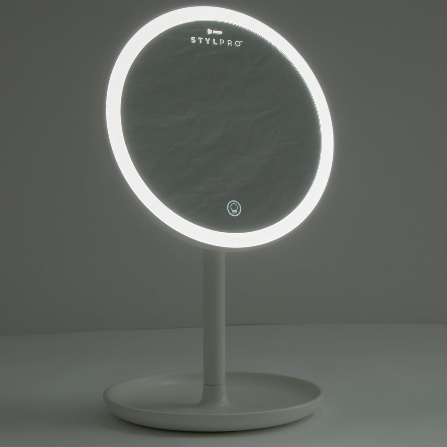 StylPro Melody Portable Bluetooth Makeup Mirror - Dimmable Touch LED Lighting | Travel-Friendly Design