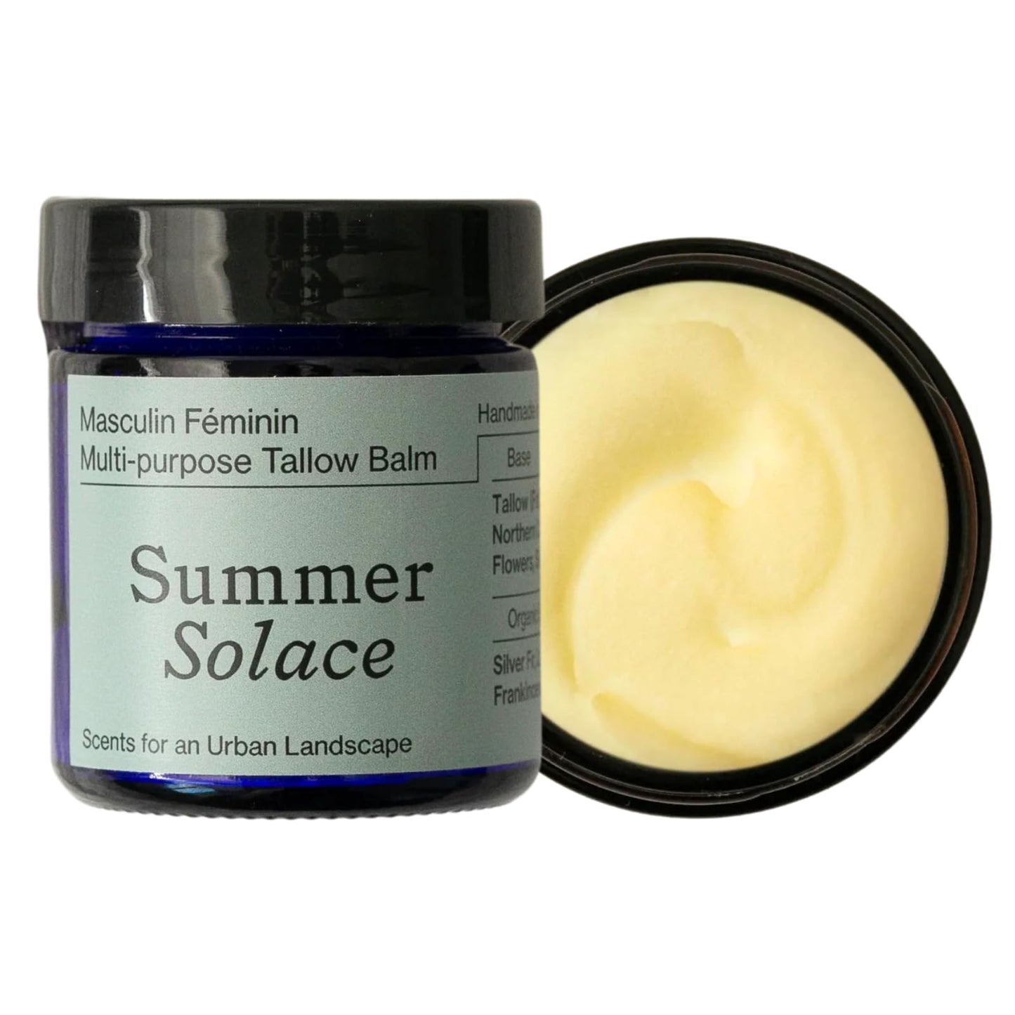 Summer Solace Tallow Balm Nourishing & Soothing Face & Body Cream Multi Purpose Hydrating Natural Moisturizer for Soft, Supple Skin Woodsy Scent 50ml (Masculin Feminin)