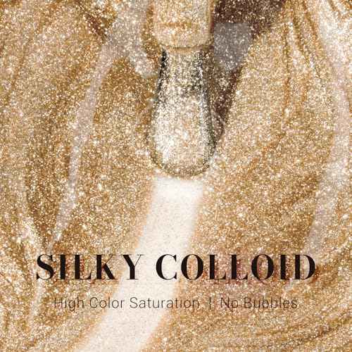 MelodySusie Sparkle Gold Gel Nail Polish,0.5fl oz Nails Soak Off UV LED Champagne Glitter Gel Polish Gift for Women Nail Art Manicure Salon DIY Nail Design Decoration at Home-z159-A2060