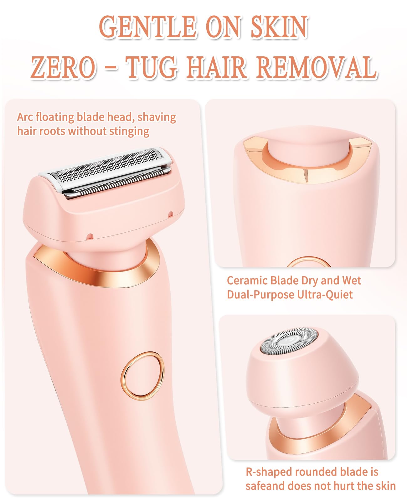 Bikini Trimmer for Women – Dual Head, IPX7 Waterproof & Painless Electric Razor for Pubic Hair, Face, Legs, Underarms – Portable Cordless Shaver with Fast Charging, Self Care Gift (Pink)