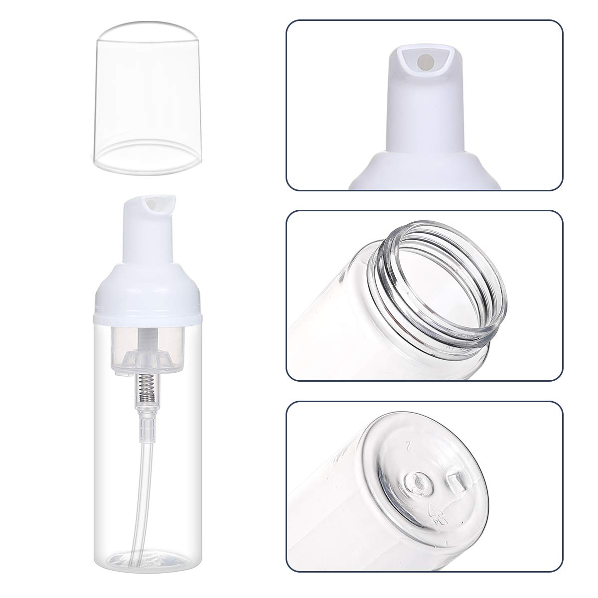 ROMROC 24 PCS Foam Pump Bottle Dispenser Refillable 2oz/60ml Empty Travel Size Foam Bottle for Lash Shampoo Hand Soap Shampoo Lash Cleanser Packaging Liquid Cleaning