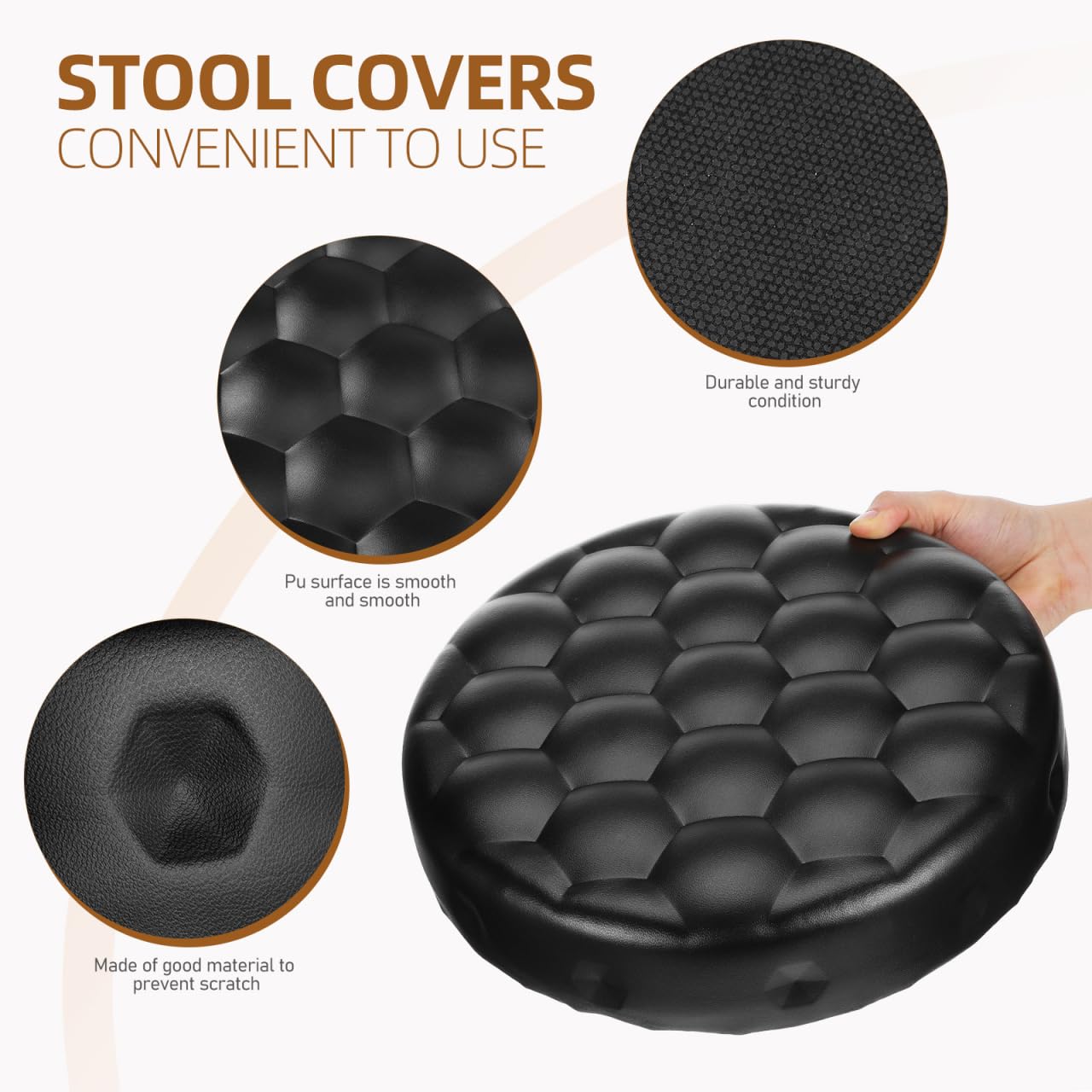 Baluue 12.79 Inch Round Soft Pu Padded Stool Seat Replacement for Bar Stool Swivel Chair Cushion Cover for Kitchen Home Salon Workshop