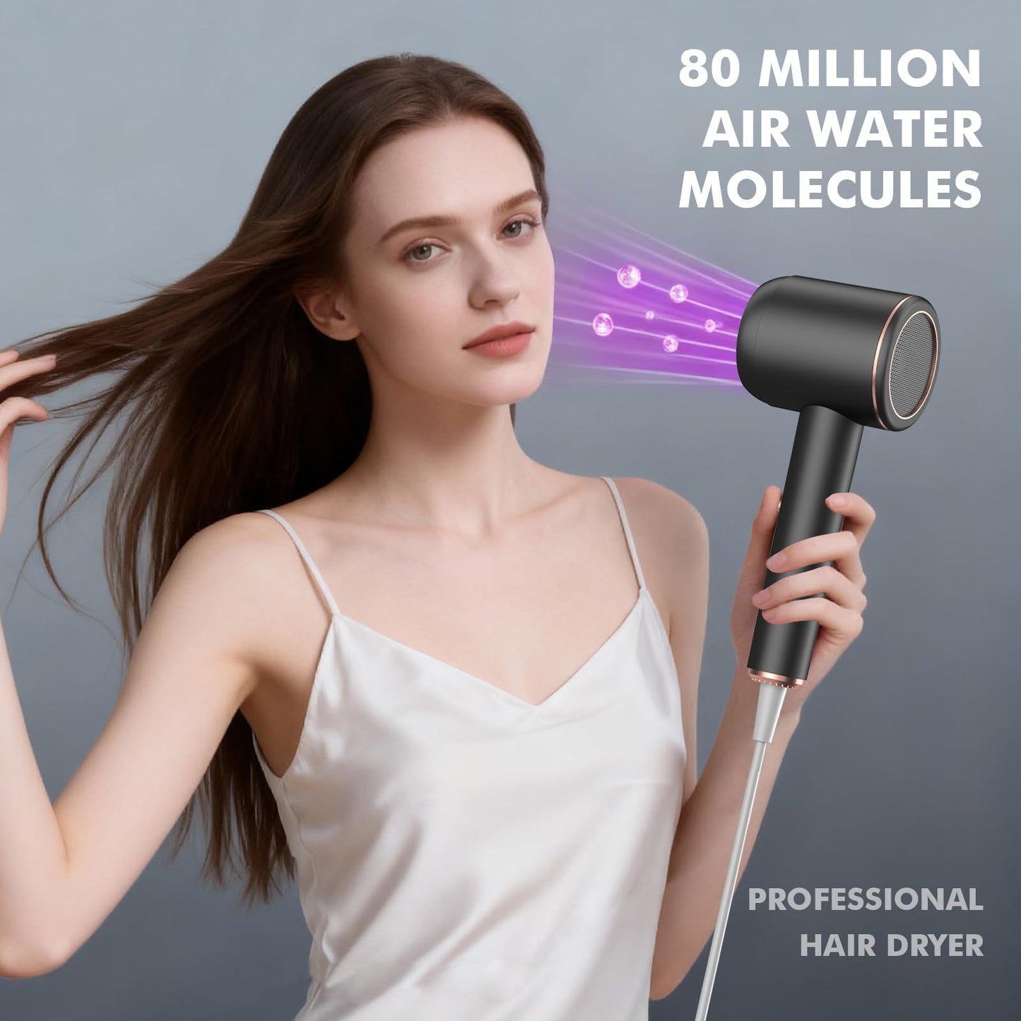 Professional Ionic Hair Dryer | Powerful Low Noise Hair Dryer | Constant Temperature for Fast Hair Drying | with Hair Diffuser, Cluster Nozzle and Comb for Curly (Pink)