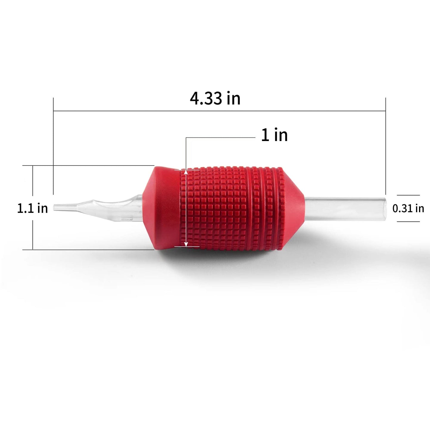 BEZTAT 25mm (1 Inch) Ultra Premium Clear Disposable Tubes w/Red Soft Silicone Grip- 20 Pack, Diamond Tip (14DT)