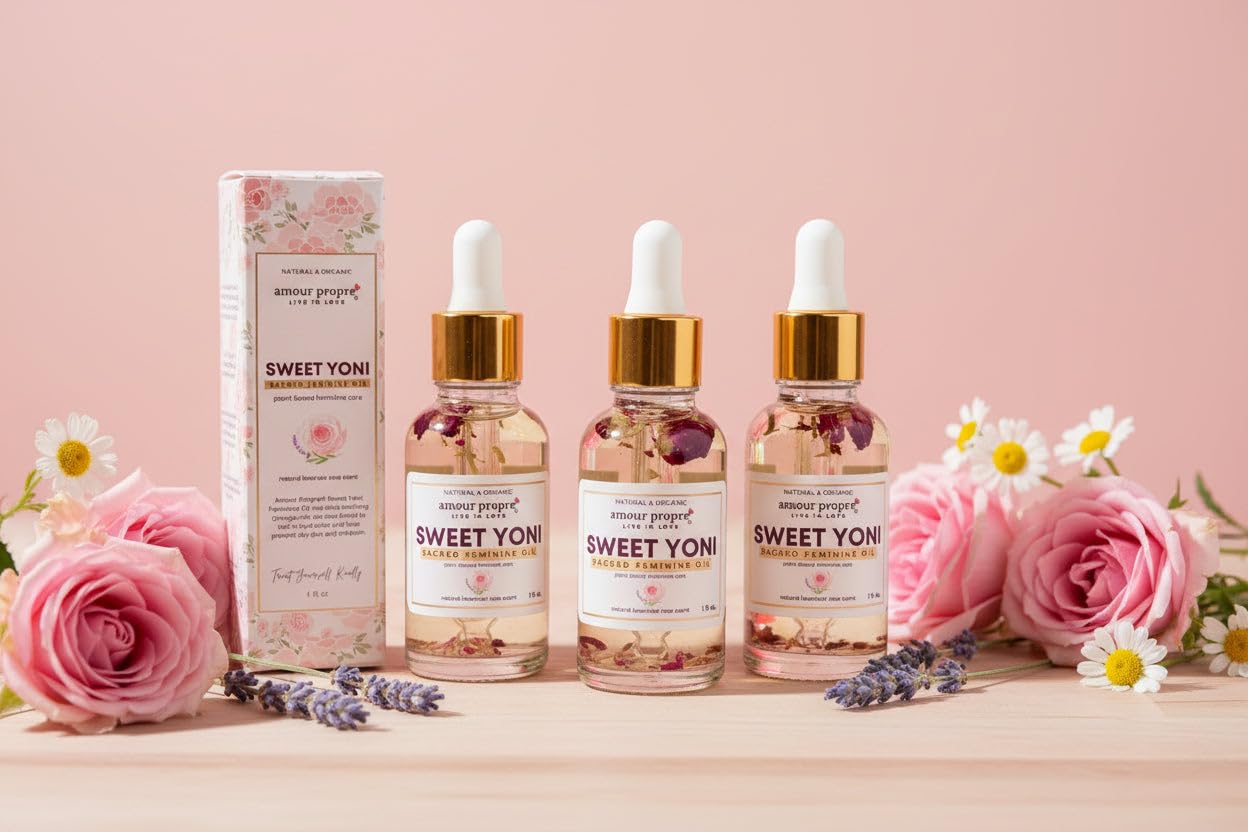 Sweet Yoni Feminine Oil by Amour Propre Plant-Based External Care | Lightweight Hydration | Daily Self-Care Essential | 1oz or 2 oz (2 oz)