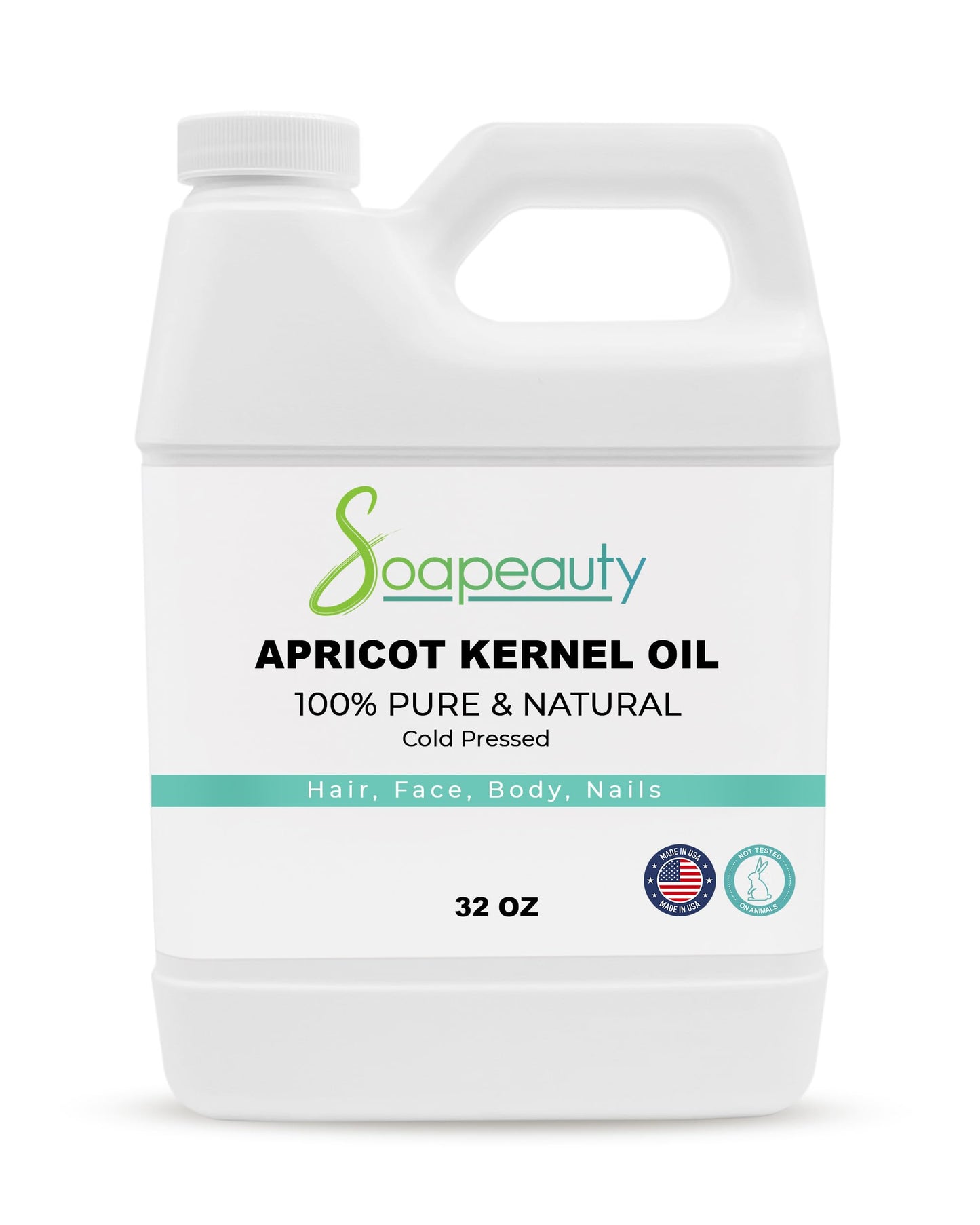 Soapeauty APRICOT KERNEL OIL Cold Pressed 100% Pure Natural Apricot Oil for Skin, Face, Hair Carrier for Essential Oils, Massage | 32 OZ
