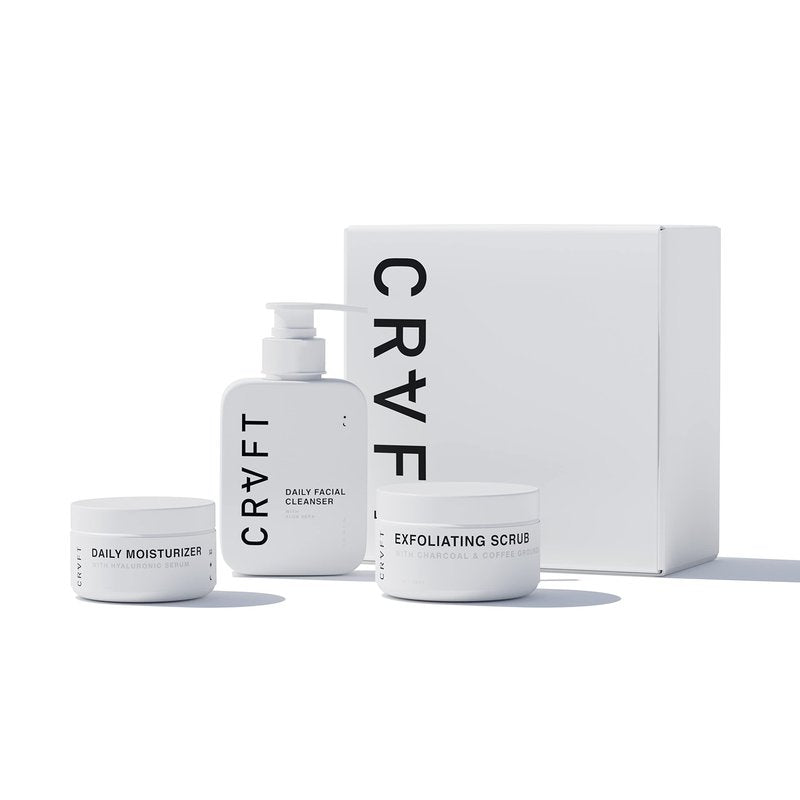 CRVFT 2-Step Men’s Facial Care Kit | Aloe Vera Face Wash 3oz | Hyaluronic Moisturizer 1oz | 2 Piece Complete Daily Face Care Routine | Look + Feel Your Best [Scented]