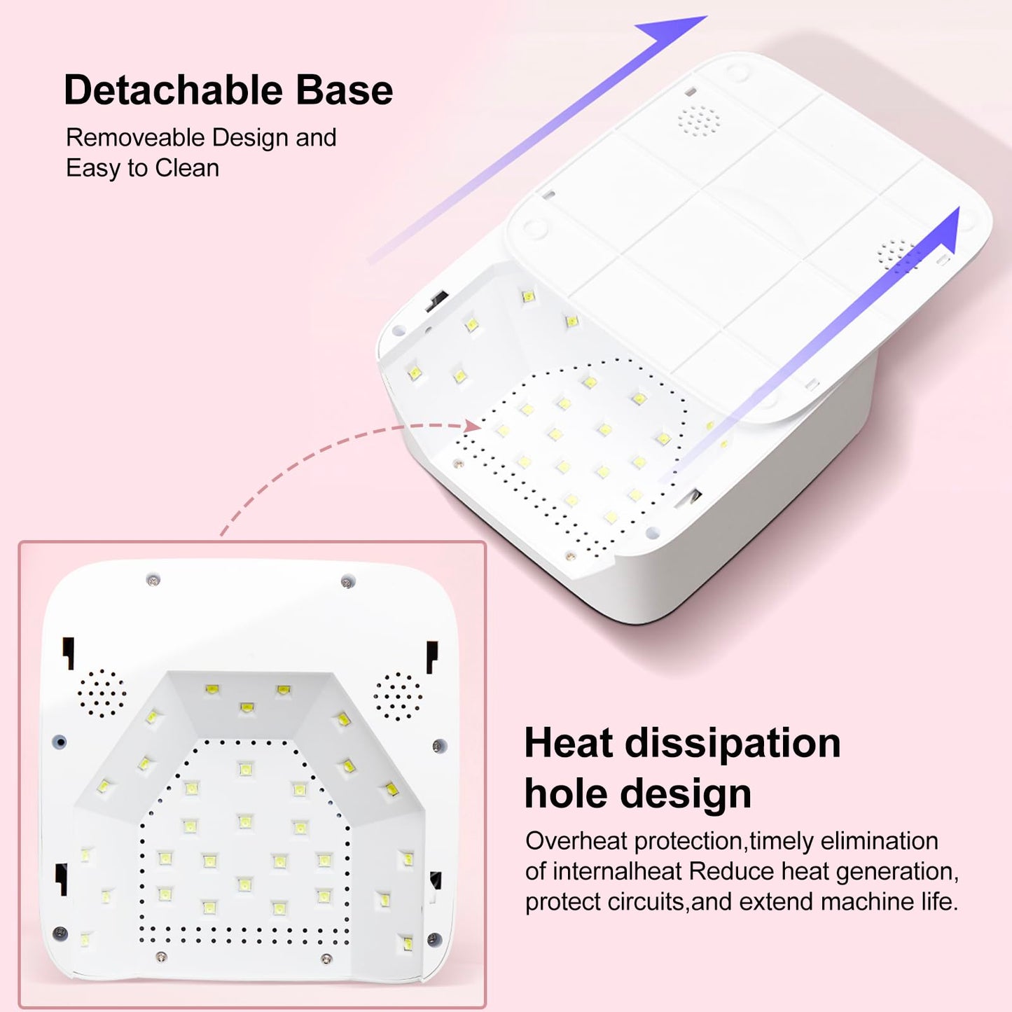 UV LED Nail Lamp Cordless 72W Portable Nail Dryer Light Rechargeable UV Light for Gel Nails Polish/Acrylic,Fast Curing Gel Polish Lamp with 5 Timer Smart Sensor,Nail Art Drying Tools for Home Salon