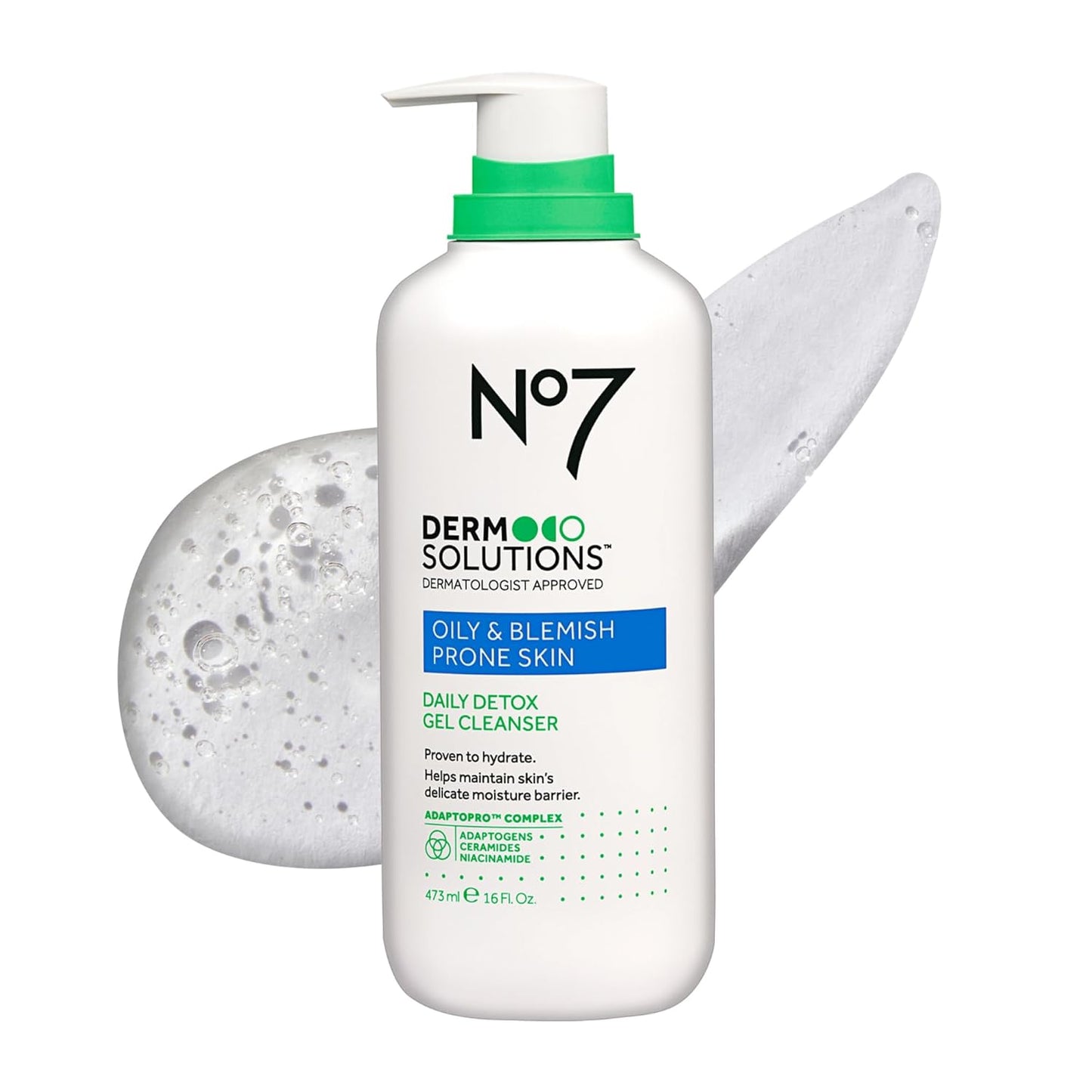 No7 Daily Detox Foaming Face Wash | Gel Cleanser with Ceramides & Niacinamide for Oily Skin - 16 Fl Oz