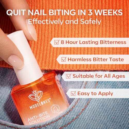 modelones Nail Biting Treatment for Kids Thumb Sucking Deterrent Quick Dry Nail Biting Prevention Bitter No Bite Nail Polish for Nail Care Stop Biting Nails Repair for Damaged Nails 0.34 fl oz