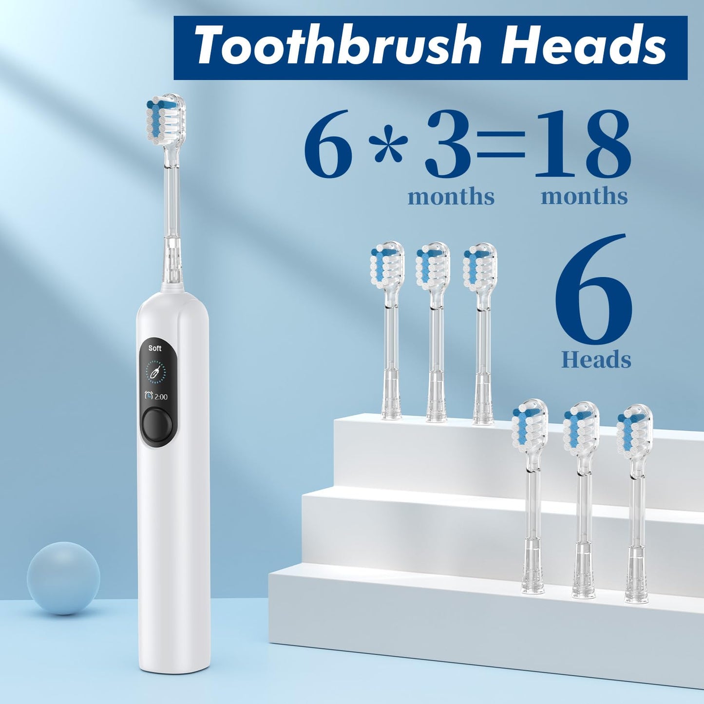 Nefwhof Electric Toothbrush for Adults, Rechargeable Sonic Toothbrush with 42,000 VPM, 5 Modes, 2-Min Timer, IPX7 Waterproof, 6 Brush Heads, Travel Friendly