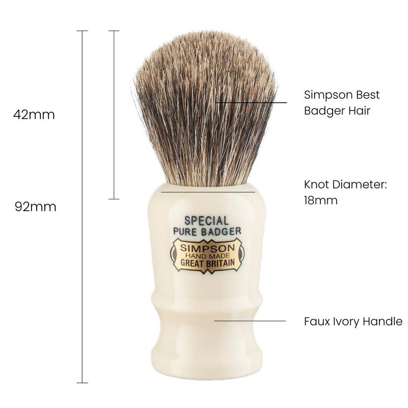 Badger Hair Shaving Brush - Premium Pure Badger Bristles | Imitation Ivory Handle