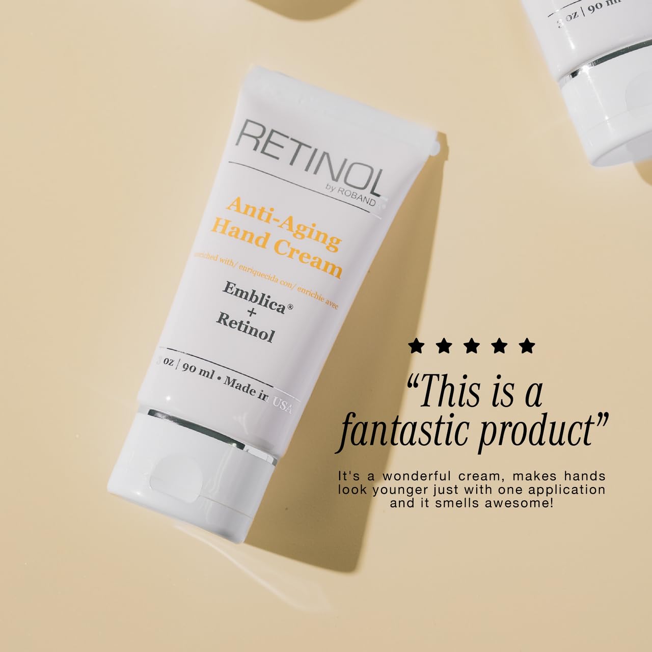 Robanda Retinol Anti-Aging Hand Cream - Hydrating & Moisturizing Hand Lotion with Anti-Aging Formula to Help Prevent Wrinkles & Reduce Fine Lines, 3 oz