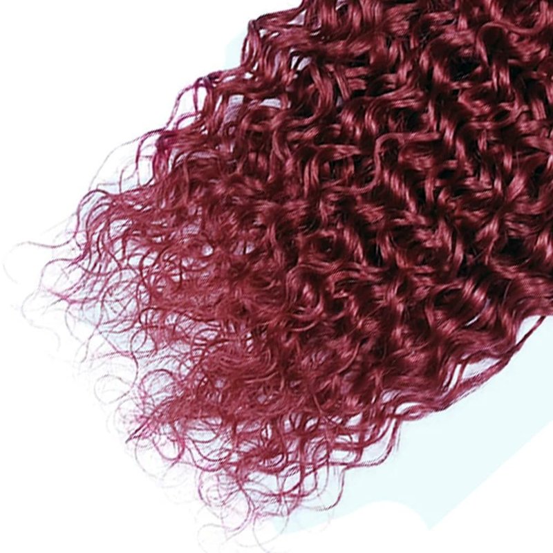 Water Wave Human Hair Bundles - 12A Unprocessed Virgin Hair | Burgundy 14-18 Inch Extensions